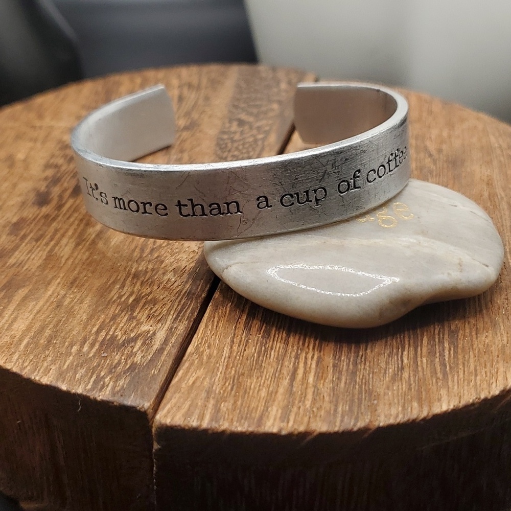 Silver cuff it's more than coffee bracelet B2633